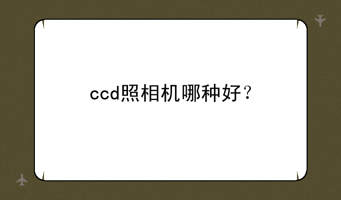 ccd照相机哪种好？