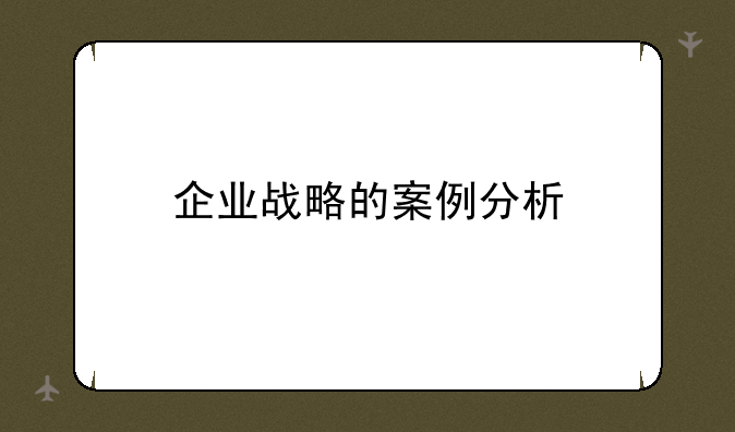 企业战略的案例分析