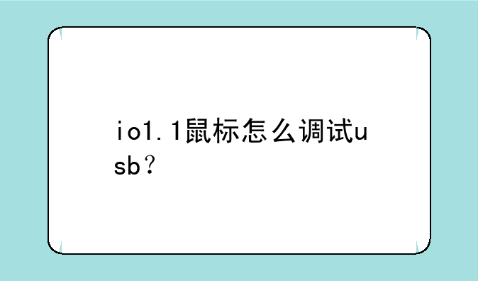 io1.1鼠标怎么调试usb？
