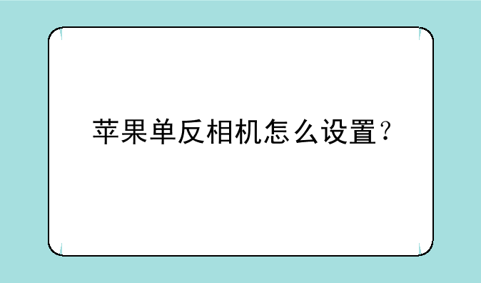 苹果单反相机怎么设置？