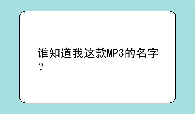 谁知道我这款MP3的名字？