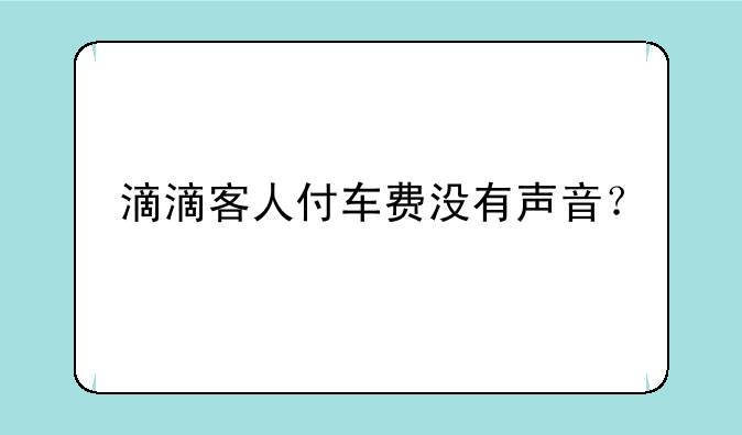滴滴客人付车费没有声音？