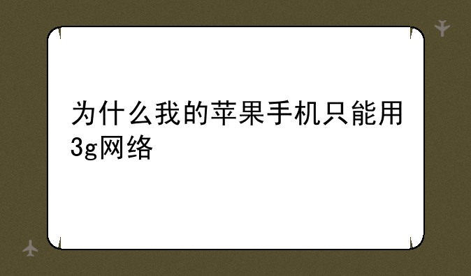 为什么我的苹果手机只能用3g网络