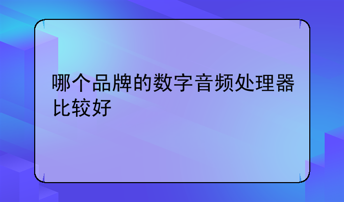 哪个品牌的数字音频处理器比较好