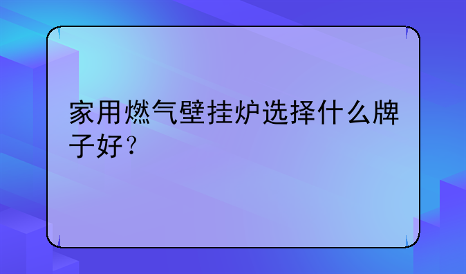 家用燃气壁挂炉选择什么牌子好？