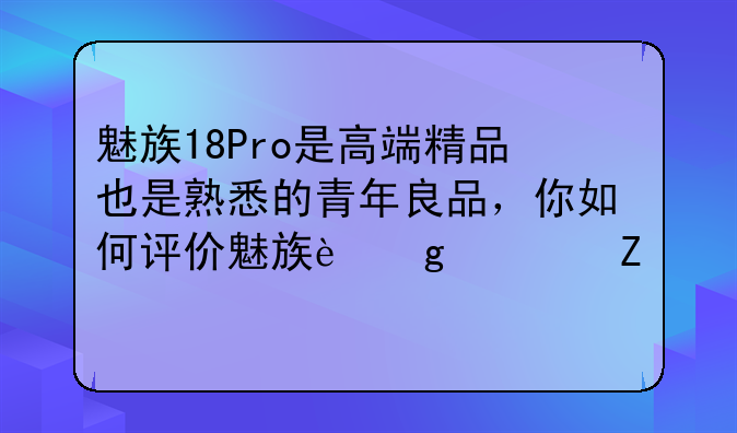 魅族18Pro是高端精品也是熟悉的青年良品，你如何评价魅族这部新手机？