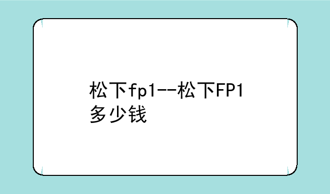松下fp1--松下FP1多少钱