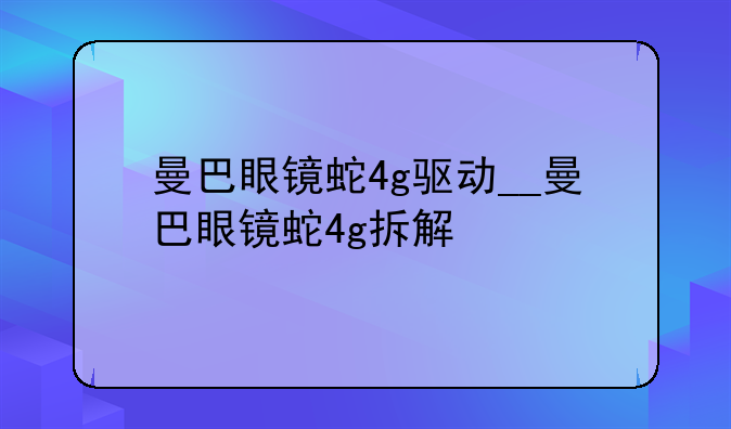 曼巴眼镜蛇4g驱动__曼巴眼镜蛇4g拆解