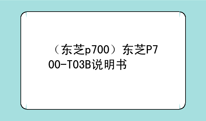 （东芝p700）东芝P700-T03B说明书