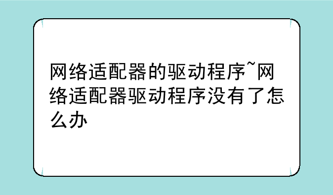 网络适配器的驱动程序~网络适配器驱动程序没有了怎么办