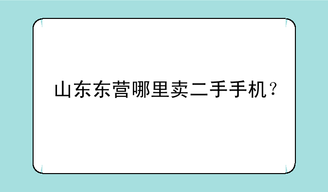 山东东营哪里卖二手手机？